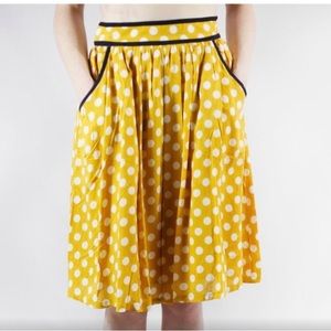 NWT Anthropologie Comme Toi polka dot retro mustard skirt S